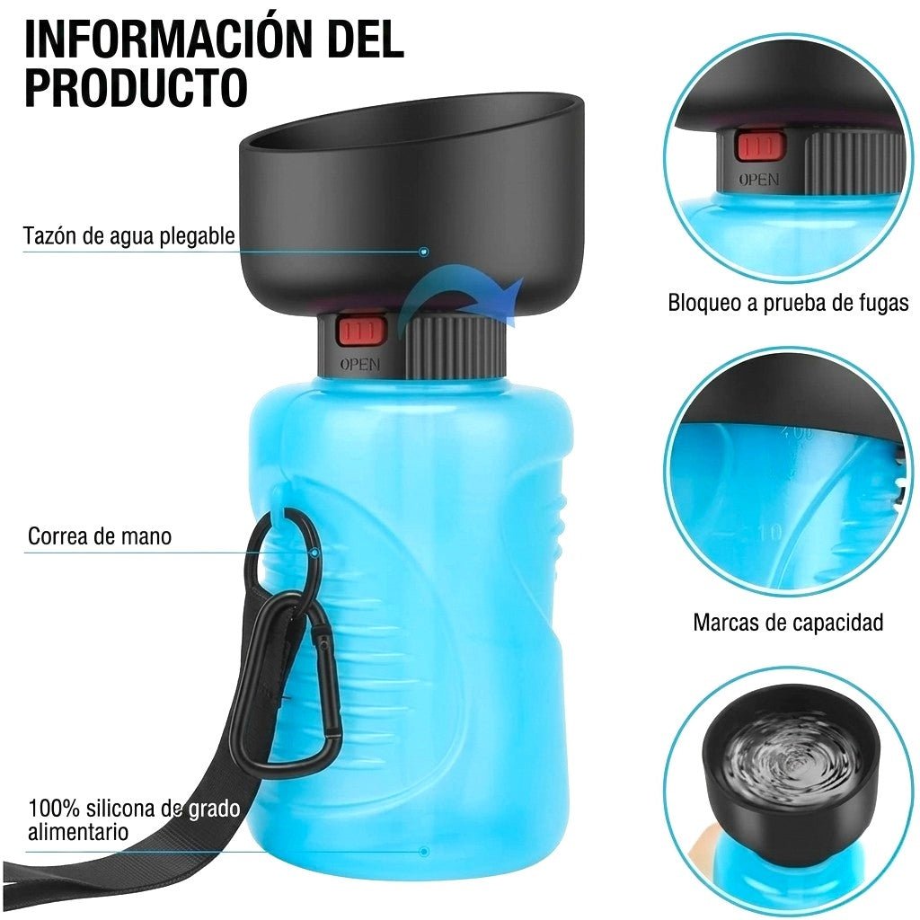 Botella de agua plegable para mascotas - CasaPeluda