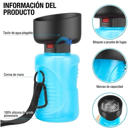 Botella de agua plegable para mascotas - CasaPeluda