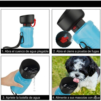 Botella de agua plegable para mascotas - CasaPeluda